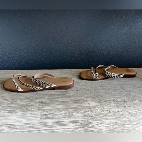 Haute Hippie Strappy Sandals with Beaded Design - Black and White - Picture 4 of 5